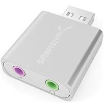 Adaptador Áudio Mic Pc Notebook P2 P/Usb Mac Windows Sabrent