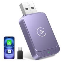 Adaptador automático sem fio Carplay e Android AuroraLink Purple