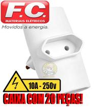 Adaptador Benjamin Branco Para Tomada Pino 10a 250v Caixa com 20 unidades
