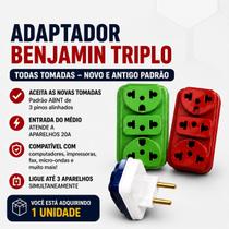 Adaptador Benjamin Triplo Padrão ABNT Novo e Antigo 3 Tomadas Adaptador Benjamin Triplo Padrão ABNT Novo e Antigo 3 Tomadas