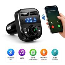 Adaptador Bluetooth Carro Transmissor FM USB Duplo com Microfone Integrado Adaptador Bluetooth Carro Transmissor FM USB Duplo com Microfone Integrado