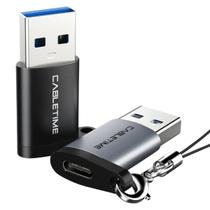 Adaptador CableTime USB C Macho Para USB 3.0 Fêmea OTG Cinza Adaptador CableTime USB C Macho Para USB 3.0 Fêmea OTG Cinza