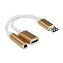 Adaptador Cabo Tipo C x P2 4C Fêmea + Tipo C Fêmea