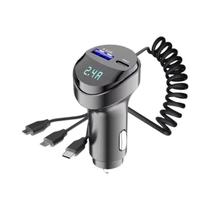 Adaptador Carregador Universal 3 Em 1 Para Carro 3.1A USB Tipo C Para Samsung iPhone Huawei