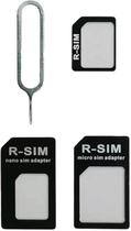 Adaptador Chip Nano para Micro Sim Card Preto com Chave SIM Adaptador Chip Nano para Micro Sim Card Preto com Chave SIM