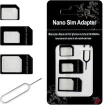 Adaptador Chip Nano para Micro Sim Card Preto Kit Completo Adaptador Chip Nano para Micro Sim Card Preto Kit Completo