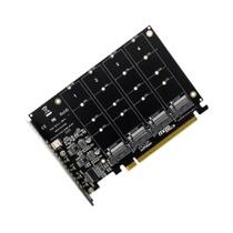Adaptador Conversor De 4 Portas M.2 NVME SSD Para PCIe X16 Com Indicador LED Para Expansão De