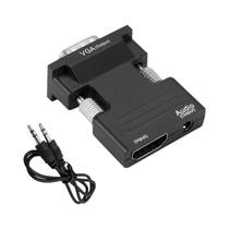Adaptador Conversor HDMI Para VGA 1080P Com Conector Auxiliar Para TV Box, PC, Projetor, Monitor,