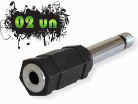Adaptador conversor plug p2/j2 p/ p10 mono cabo violão 02un