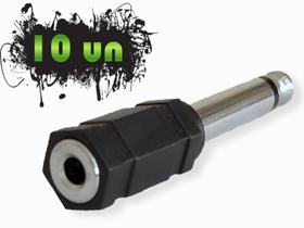 Adaptador conversor plug p2/j2 p/ p10 mono cabo violão 10un Adaptador conversor plug p2/j2 p/ p10 mono cabo violão 10un