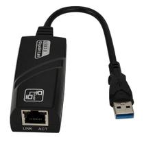 Adaptador Conversor USB 3.0 Macho x Ethernet RJ-45 Fêmea Gigabit 10/100/1000 Mbps