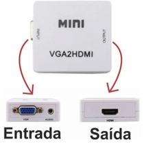 Adaptador Conversor Vga para Hdmi 1080p Com Som Áudio Tv Video