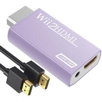 Adaptador conversor Wii para HDMI GANA 1080p com cabo HDMI roxo Adaptador conversor Wii para HDMI GANA 1080p com cabo HDMI roxo