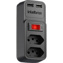 Adaptador de 2 tomadas e 2 usb eac 202 preto