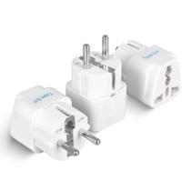 Adaptador de alimentação de viagem Ceptics Schuko Type E/F Outlet, pacote com 3