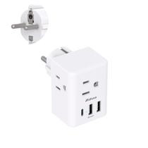 Adaptador de alimentação de viagem Mifaso tipo E/F com 3 tomadas 3 USB