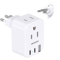 Adaptador de alimentação HANYCONY Type N Plug com 2 saídas e 3 portas USB Adaptador de alimentação HANYCONY Type N Plug com 2 saídas e 3 portas USB