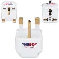 Adaptador de alimentação Plug Hero Premium dos EUA para o Reino Unido, tipo G, pacote com 3 Adaptador de alimentação Plug Hero Premium dos EUA para o Reino Unido, tipo G, pacote com 3