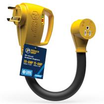 Adaptador de alimentação RV Camco Power Grip 30A macho para 15A fêmea Adaptador de alimentação RV Camco Power Grip 30A macho para 15A fêmea