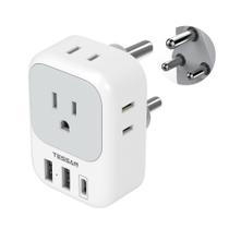 Adaptador de alimentação TESSAN South Africa Tipo M com 4 saídas 3 USB Adaptador de alimentação TESSAN South Africa Tipo M com 4 saídas 3 USB