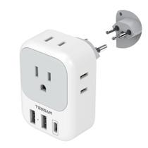 Adaptador de alimentação TESSAN Switzerland Tipo J com 4 saídas 3 USB