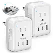 Adaptador de alimentação VINTAR Type N Plug com 2 tomadas AC e 3 portas USB
