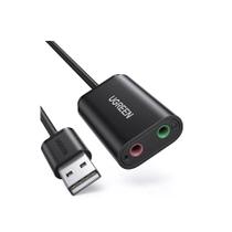 Adaptador De Áudio Externo Ugreen Interface Us205 Usb 2.0 Preto