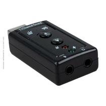 Adaptador de Áudio MD9, USB 2.0 Para Fone e Microfone, 7.1, 3D, Preto - 7927