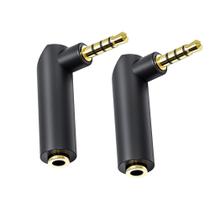 Adaptador de áudio Sairps de 3,5 mm de ângulo reto TRRS Stereo Jack, pacote com 2 Adaptador de áudio Sairps de 3,5 mm de ângulo reto TRRS Stereo Jack, pacote com 2