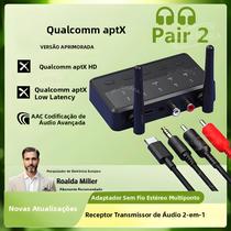 Adaptador De Áudio Sem Fio Bluetooth aptX-Adaptive HD LL 3.5MM AUX RCA 2 Em 1 HiFi Estéreo Para PC