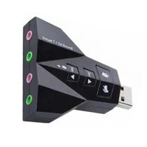 Adaptador de Áudio USB 7.1 para Fone e Microfone P2 - (USB Tipo-A Macho X 2 P2 3,5mm Fêmea) Adaptador de Áudio USB 7.1 para Fone e Microfone P2 - (USB Tipo-A Macho X 2 P2 3,5mm Fêmea)