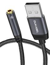 Adaptador de áudio USB DUKABEL USB para conector de áudio de 3,5 mm cinza