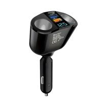 Adaptador De Carregador De Carro Com 3 Portas E Display Digital Para iPhone, Samsung, Xiaomi Tipo C