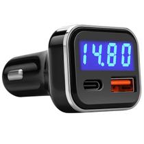 Adaptador de carregador de carro Jebsens USB C 30W PD3.0 e QC3.0 com voltímetro Adaptador de carregador de carro Jebsens USB C 30W PD3.0 e QC3.0 com voltímetro