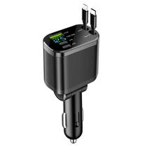 Adaptador De Carregador Rápido Para Carro 150W 5 Em 1 USB Tipo C Com Cabos Retráteis Para iPhone Adaptador De Carregador Rápido Para Carro 150W 5 Em 1 USB Tipo C Com Cabos Retráteis Para iPhone