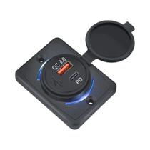 Adaptador De Carregador USB Duplo À Prova d'Água Para Carro, Moto, Caminhão, ATV, Barco 12-24V