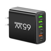 Adaptador de Carregamento Rápido USB 65W - Compatível com Xiaomi, Samsung, Huawei e iPhone