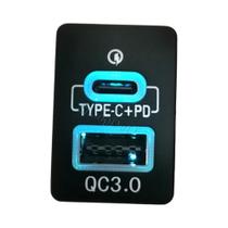 Adaptador De Carregamento Veicular Dual Type-C PD USB QC3.0 Para Toyota Camry Prius Corolla Land