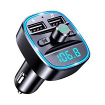 Adaptador De Carro Dual USB Bluetooth 5.0 Carregamento Rápido Chamadas Mãos Livres Transmissor FM