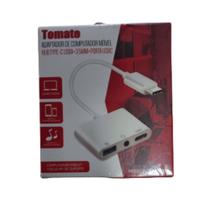 adaptador de computador movel HUB TYPE- C USBA-3.5MM +PORTA USBC - Tomate