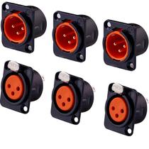 Adaptador de conector priaolker Gold de 3 pinos XLR macho+fêmea Adaptador de conector priaolker Gold de 3 pinos XLR macho+fêmea