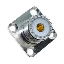 Adaptador De Conector RF UHF Fêmea SO239 Para Macho PL259 Com Montagem Em Flange E Suporte Para