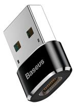 Adaptador De Dados E Carregamento Baseus Usb C Fêmea Para Usb Macho 2.0, Cor Preta Preto