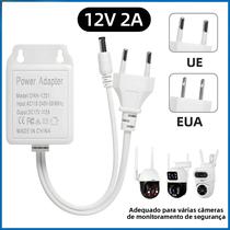 Adaptador De Energia Para Câmera CCTV Externa À Prova d'Água Branco 12V 2A Plugue EU/US Carregador
