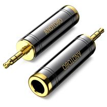 Adaptador de fone de ouvido ANDTOBO de 1/4" a 3,5 mm, estéreo, cobre, preto, pacote com 2 unidades Adaptador de fone de ouvido ANDTOBO de 1/4" a 3,5 mm, estéreo, cobre, preto, pacote com 2 unidades