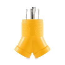 Adaptador de gerador Camco PowerGrip 30M/2 x 15F de 4 pinos Adaptador de gerador Camco PowerGrip 30M/2 x 15F de 4 pinos