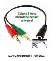 Adaptador de headset (p3 x p2) p3 fêmea x p2 macho compatibilidade pc notebook - cab - cabos