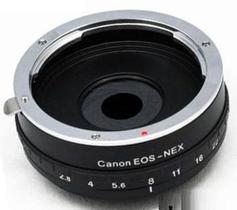 Adaptador de Lente Canon com abertura para Câmeras e Filmadoras Sony Nex