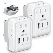 Adaptador de plugue: Adaptador de alimentação VINTAR tipo M com 4 tomadas CA, 3 USB