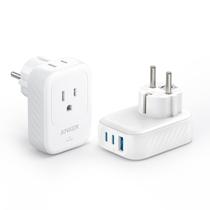 Adaptador de plugue Anker 2 Pack EUA para a Europa 15W com 2 AC 2 USB-C Adaptador de plugue Anker 2 Pack EUA para a Europa 15W com 2 AC 2 USB-C